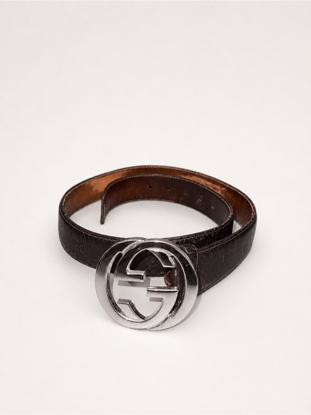 Gucci GG Imprime embossed leather belt